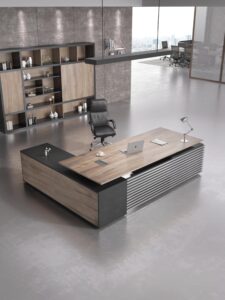 wesome custom executive l-shaped office desk, personalized large adjustable height modern office desks size & color, universal charging ports, drawers, cabinet storage,wire management