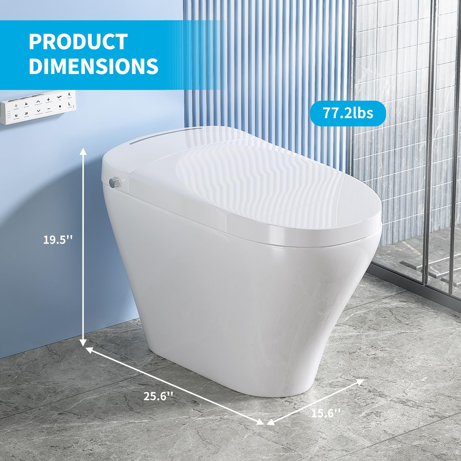 Smart Toilet with Bidet Built in, One-piece Toilet with Adjustable Heated Seat & Washing Mode, Auto Flush, Modern Smart Bidet Toilet for Bathrooms with Breathing Light & Remote Control