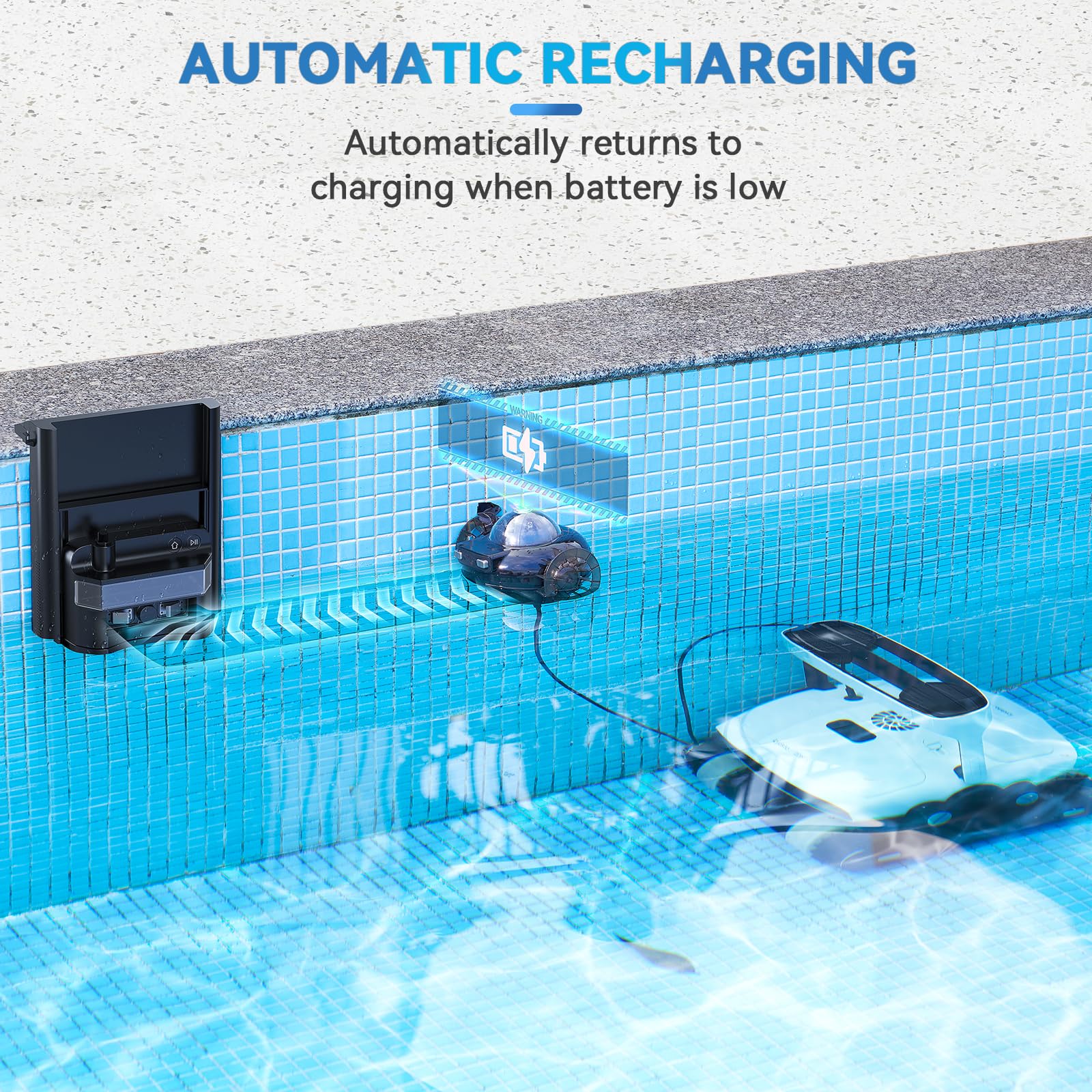 P1 MAX Robotic Pool Cleaner, Automatic Charging Pool Vacuum with APP, Remote Control - Automatic Charging Pool Vacuum - Powerful Triple Roller Brush - Ideal for Above & In-Ground Swimming Pools