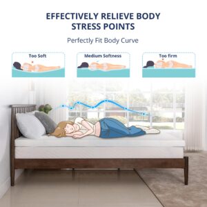 4 Inch Gel Memory Foam Mattress Topper Twin Size, Cooling Bed Topper for Pressure Relief with Removable Breathable Soft Cover, CertiPUR-US Certified