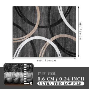 chakme Modern Abstract Washable Rugs 8'x10' Area Rug for Living Room Bedroom, Black and White Rug Non-Slip Ultra Thin Home Decor, 8x10FT