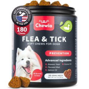 dog flea and tick treatment chews - flea and tick prevention for dogs - flea & tick chewables - natural dog flea & tick control soft treats - flea chewables for dogs - immune support supplement