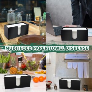 1Pack Paper Towel Holder Countertop, Black Acrylic Napkin Dispenser, Multifold Paper Towel Dispenser for for Z-fold C-fold MultiFold Trifold-Bathroom Toilet Kitchen Restaurant