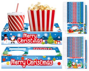 32pcs christmas party supplies movie night paper snacks boxes xmas movie theater snack tray party decorations movie popcorn drink holder set for christmas xmas tree snowman birthday holiday party