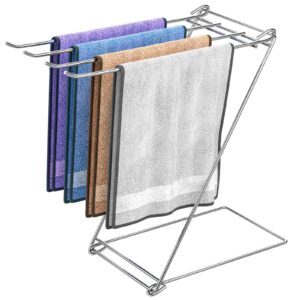 kitchen towel holder stand, 4-arm dish towel holder countertop hand towel holder for bathroom, free standing hand towel stand washcloth dish cloth drying rack, z-shaped folding hanging towel bar stand