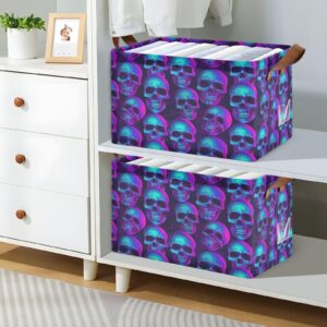 GEDAKO Storage Cubes Foldable Storage Bin Baskets with Double Handles - 117 - Skull Head Shelves Closet Organizers for Clothes Toys,M