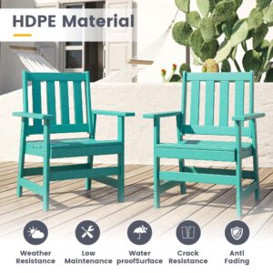 VICLLAX Patio Chairs Set of 4, Green Outdoor Dining Chairs, All Weather HDPE Outdoor Adirondack Furniture for Lawn, Garden, Balcony