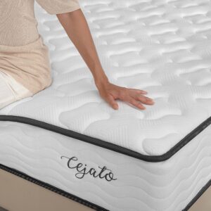 Cejato Full Size Mattress,10 Inch Hybrid Full Mattress in a Box with Memory Foam & Individual Pocket Spring for Pain Relief,Medium Firm White Full Mattresses,CertiPUR-US Certified.