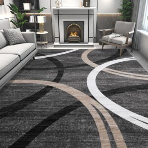 chakme Modern Abstract Washable Rugs 8'x10' Area Rug for Living Room Bedroom, Black and White Rug Non-Slip Ultra Thin Home Decor, 8x10FT