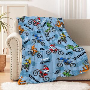 Dirt Bike Blanket Dirt Bike Lovers Girl Boy Soft Fuzzy Cozy Throw Blanket Warm Plush Lightweight Flannel for Bedroom Sofa Living Room 40"x50" for Kids