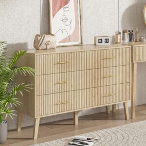 athuiline 6 drawers dresser for bedroom chest of drawers with wood legs modern wood storage cabinet with metal handles for bedroom living room kitchen hallway entryway (khaki)