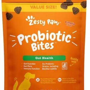 Probiotic Bites for Dogs 170 Soft Chews– Compatible with Zesty Paws Pumpkin Flavor