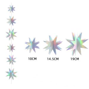 3D Iridescent Star Garlands Streamer Decoration Hanging Twinkle Little Star Party Streamer Banner for Kids First Birthday Birthday Wedding Baby Bridal Shower Wedding Decor