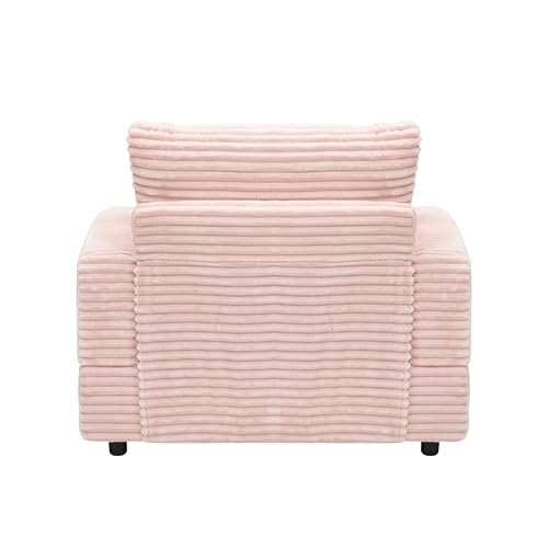 Oversized Single Sofa Cloud Couch Deep Seat Lounge Chaise with Movable Ottoman and Cupholder, Corduroy Upholstered Sleeper Armchair Daybed with Thicked Cushions and Throw Pillows for Living Room