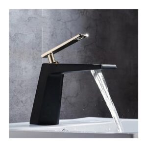 Single Lever Faucet Black and White Bathroom Basin Faucet Hollow Shape Bathtub Waterfall Faucet,Kitchen Sink Faucet