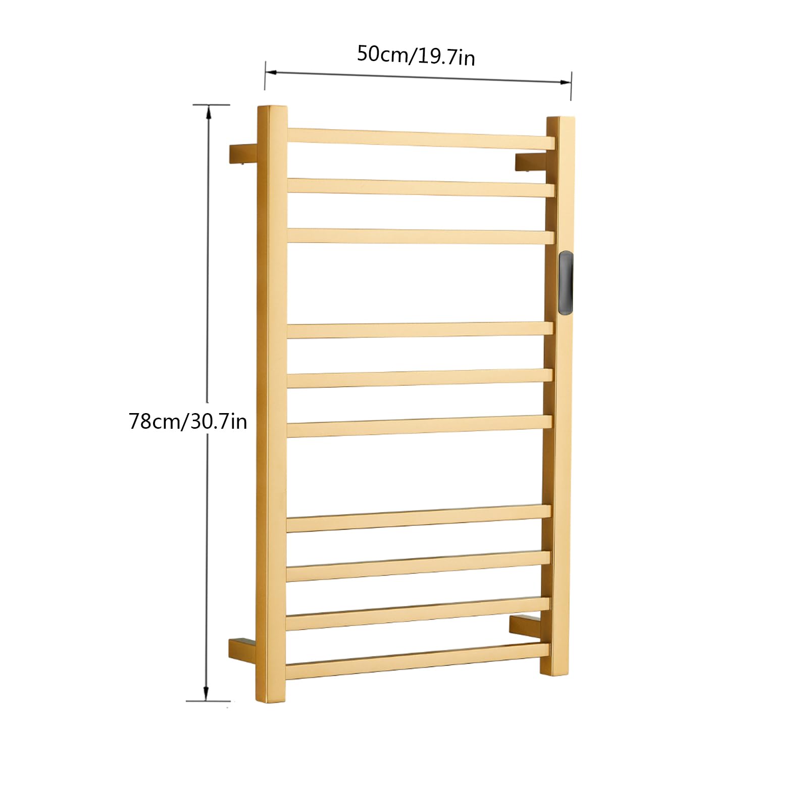 EWDPHW Heated Towel Rack Gold, 10 Bars Towel Warmer Rack for Bathroom Wall Mounted, Timer & Temperature Control Electric Towel Drying Rack, Hardwired