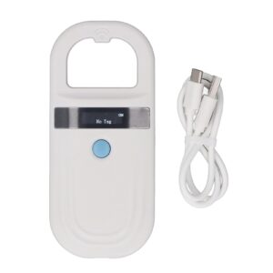 pet microchip reader, portable pet chip reader dual frequency usb rechargeable handheld animal tag scanner for cows dogs cats pigs animals