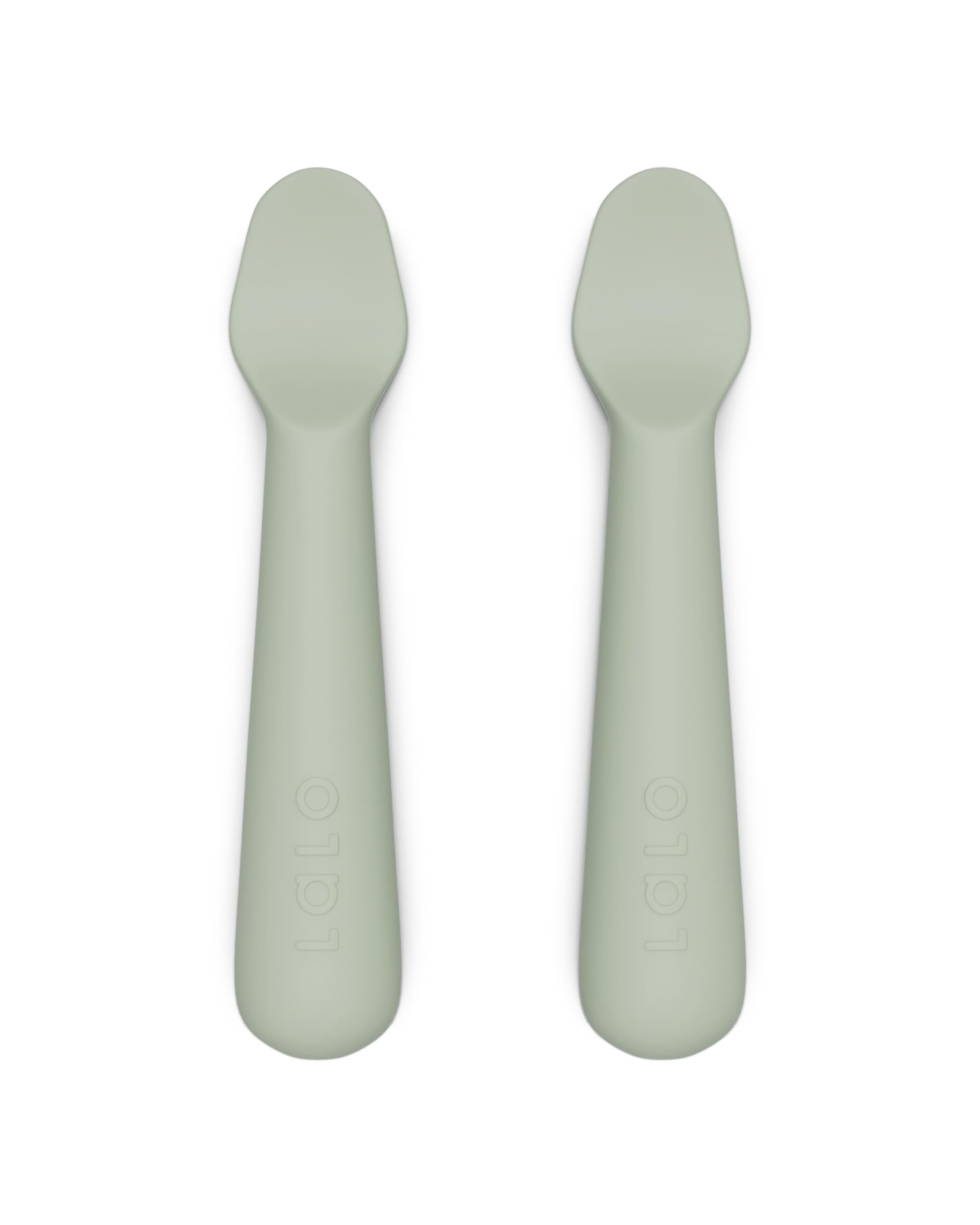 Lalo Little Spoon Set - 2 Piece Baby Spoons Set for Infants & Babies - Made From Food Grade Silicone Dishwasher Safe - Baby Feeding Essentials for Early Stage Mealtime - Sage