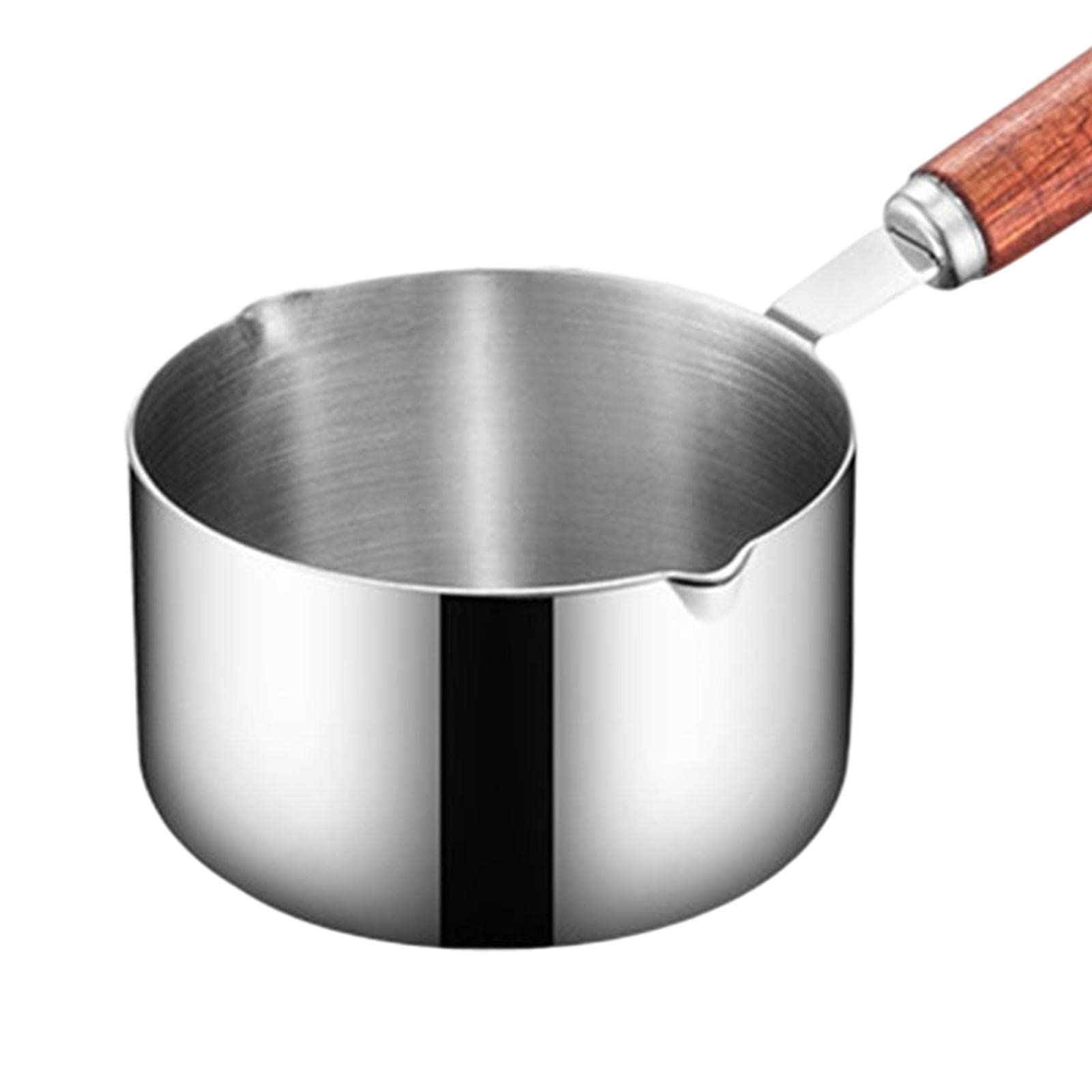 304 Stainless Steel Sauce Pan, Mini Milk Warmer Pot Soup Pan,Breakfast Pot,Soup Pot with Wooden Handle Small Saucepan for Butter Warmer Heating Milk Cooking Sauce