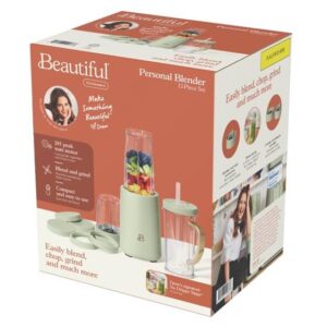 Beautiful- Personal Blender Set with 12 Pieces, 240 W, (Sage Green) by Drew Barrymore