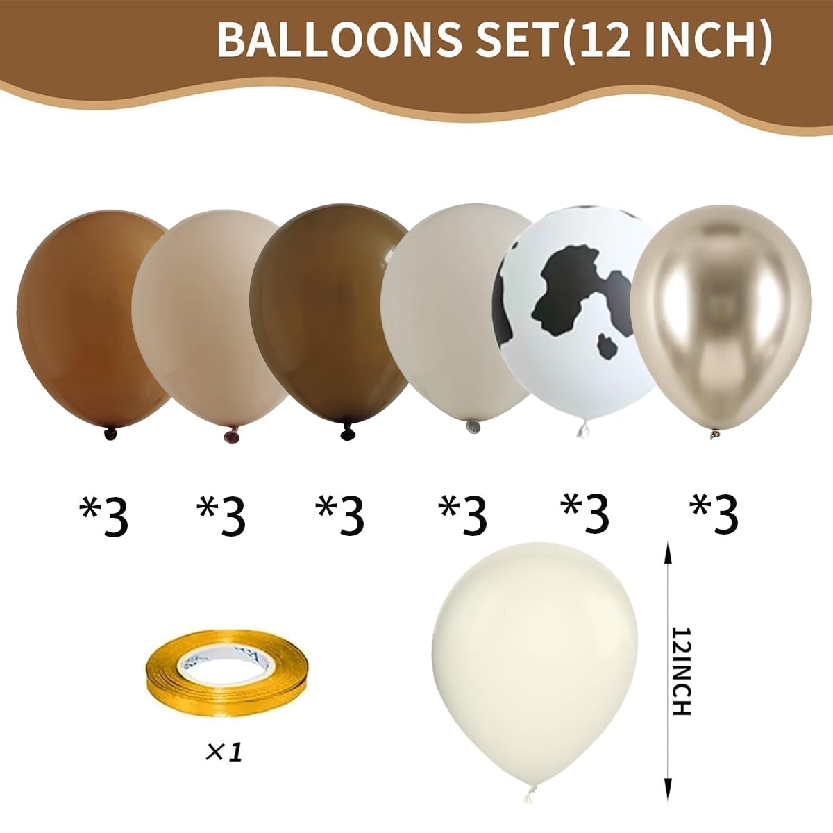 20Pcs Western Cowboy Balloons, 12 Inch Latex Brown Cow Print Balloons Horse Balloons for Cowboy Birthday Party Decorations, Western Cowboy Theme Party Decorations