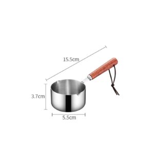 304 Stainless Steel Sauce Pan, Mini Milk Warmer Pot Soup Pan,Breakfast Pot,Soup Pot with Wooden Handle Small Saucepan for Butter Warmer Heating Milk Cooking Sauce