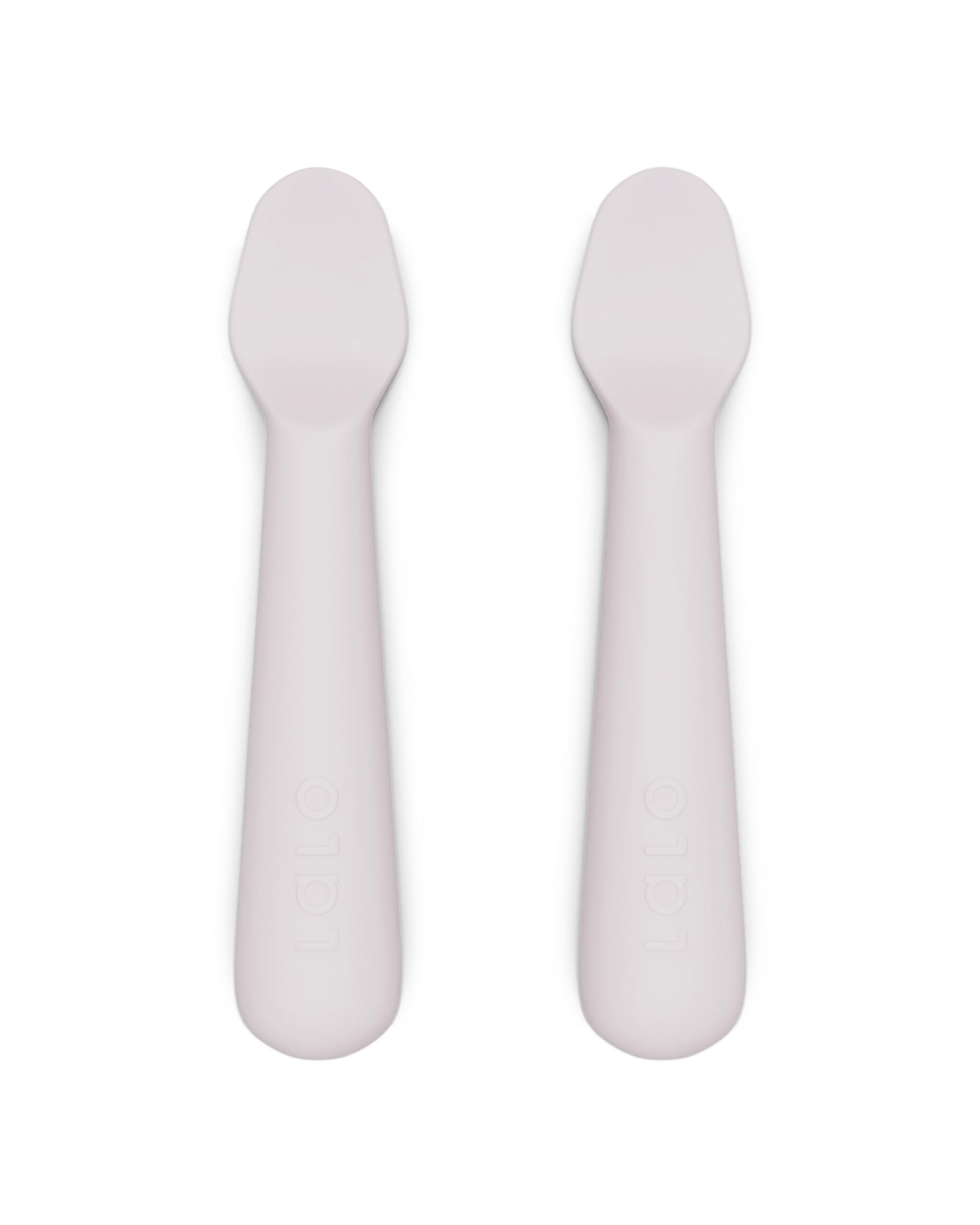 Lalo Little Spoon Set - 2 Piece Baby Spoons Set for Infants & Babies - Made From Food Grade Silicone Dishwasher Safe - Baby Feeding Essentials for Early Stage Mealtime - Lavender