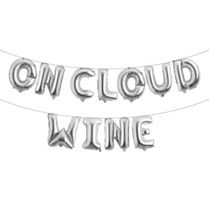 bride to be on cloud wine bachelorette party decoration, wedding bridal shower decorations, on cloud wine foil balloon banner (on cloud wine silver)