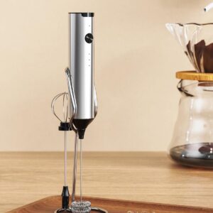 CIRCLE JOY Powerful Milk Frother Handheld with 3-Speed, Coffee Frother Wand Rechargeable Mini Drink Mixer with 2 Stainless Steel Whisk for Matcha, Hot Chocolate, Cappuccino,& Egg Mini Frother