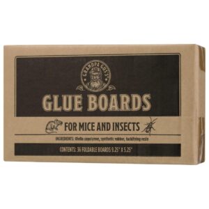 Grandpa Gus's Mouse & Insect Glue Board Traps, Extra-Long Foldable Pre-Baited Sticky Traps for Mouse, Roach, Spider, Ant & Fly, 9.25" x 5.25", Pack of 36