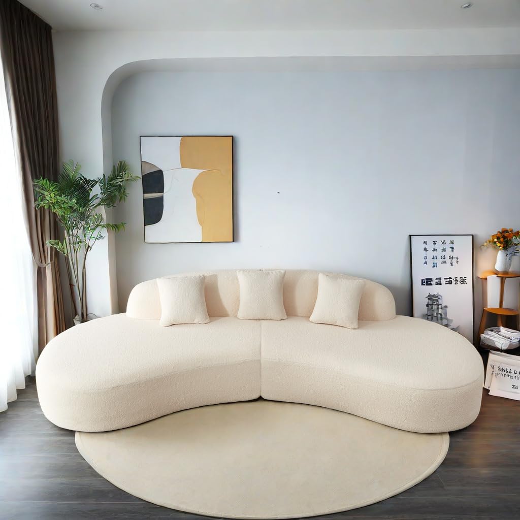 ChicFurnit Couch, Sectional Sofa, Modern Unique Curved Sectional Sofa Couch with 5 Seats, Comfy Couch for Living Room, Apartment & Office, Beige