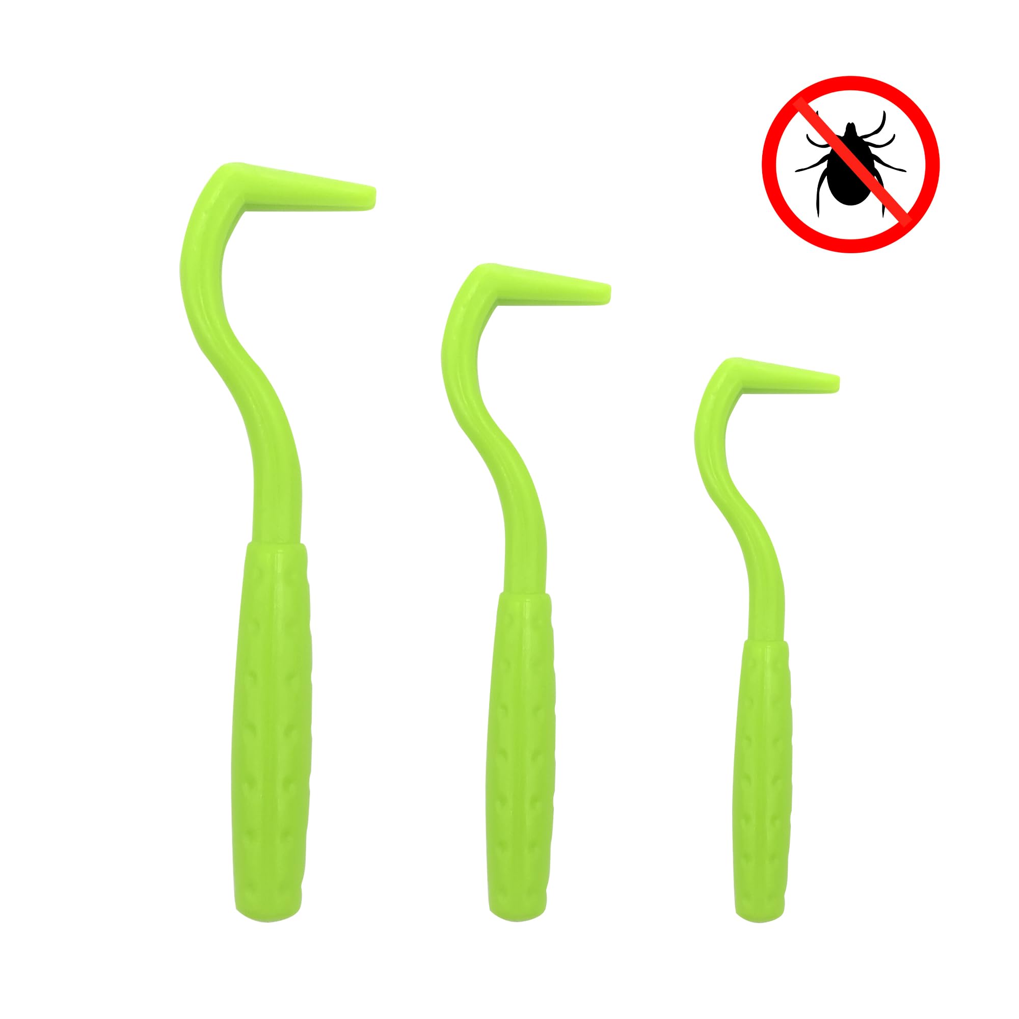 Quacc 3 PCS Tick Remover Tool, Plastic Painlessly Tick Remover Portable for Dogs Cats Humans (Green)