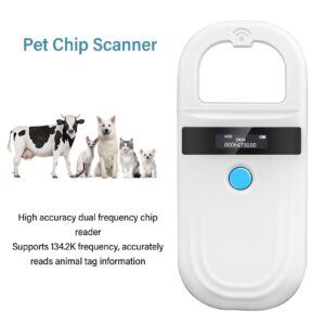 Pet Microchip Reader, Portable Pet Chip Reader Dual Frequency USB Rechargeable Handheld Animal Tag Scanner for Cows Dogs Cats Pigs Animals