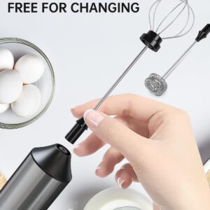 CIRCLE JOY Powerful Milk Frother Handheld with 3-Speed, Coffee Frother Wand Rechargeable Mini Drink Mixer with 2 Stainless Steel Whisk for Matcha, Hot Chocolate, Cappuccino,& Egg Mini Frother