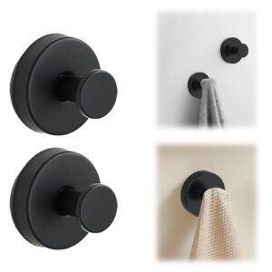 benksaas luxe hold no-drill hooks, 2024 new waterproof suction cup hooks, stainless steel vacuum suction cup hooks for shower, bathroom, kitchen, glass door, mirror, hanging towels (black, 2 pcs)