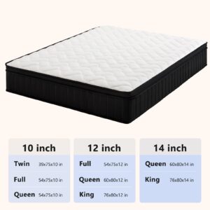 King Mattress 12 Inch Hybrid Mattress King with Memory Foam - Mattress in a Box with Individual Pocket Spring - Medium Firm Mattress Sleep Support Pressure Relief CertiPUR-US Certified 12 Inch King