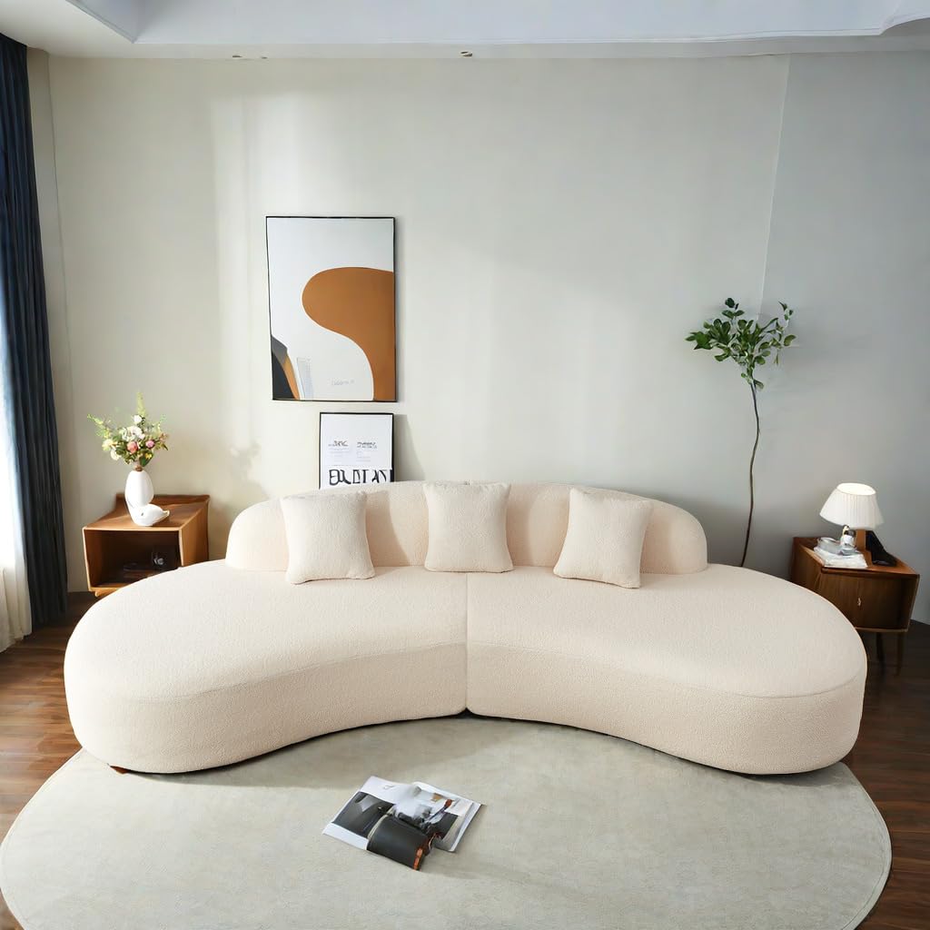 ChicFurnit Couch, Sectional Sofa, Modern Unique Curved Sectional Sofa Couch with 5 Seats, Comfy Couch for Living Room, Apartment & Office, Beige