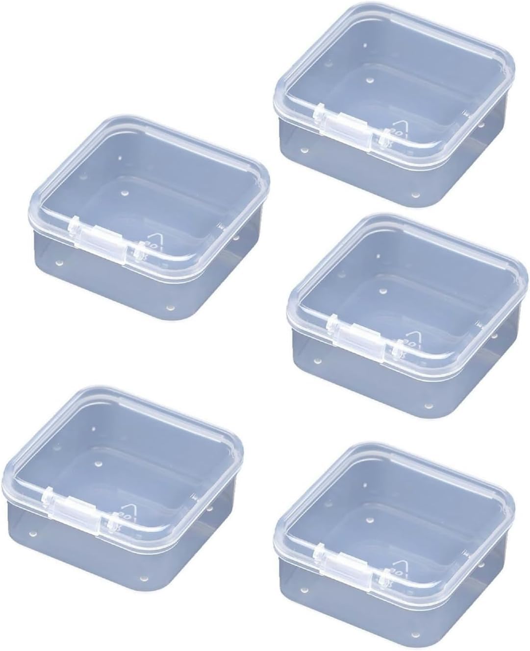 5Pcs Clear Plastic Jewelry Storage Containers, Mini Square Box Empty Case with Lid Jewelry Boxes Jewelry Accessories for Earplugs, Hardware or Other Small Crafts,Baskets, Bins and Containers