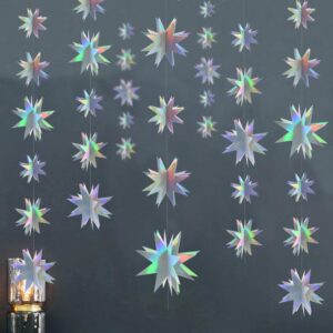 3d iridescent star garlands streamer decoration hanging twinkle little star party streamer banner for kids first birthday birthday wedding baby bridal shower wedding decor