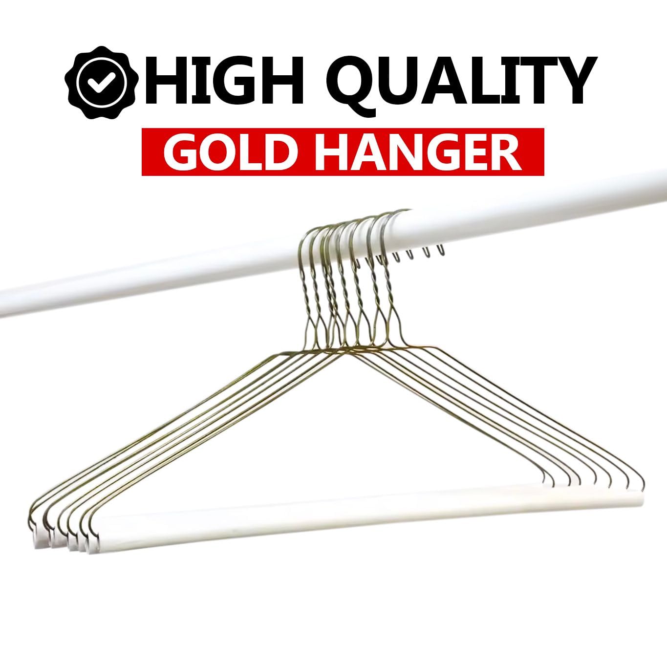 16" Inch Strut Hanger 14.5 Guage - Gold | for Dry Cleaners or Home (50 Pack)