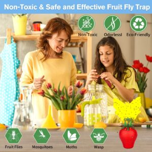 Fruit Fly Trap for Indoors,2024 Upgrade Fruit Flies Gnat Killer with Yellow Sticky Fruit Fly Traps,Safe and Non-Toxic Fruit Flies Traps,Odorless Fly Insect Trap for Home,Kitchen,Plants (Red,2 Pack)