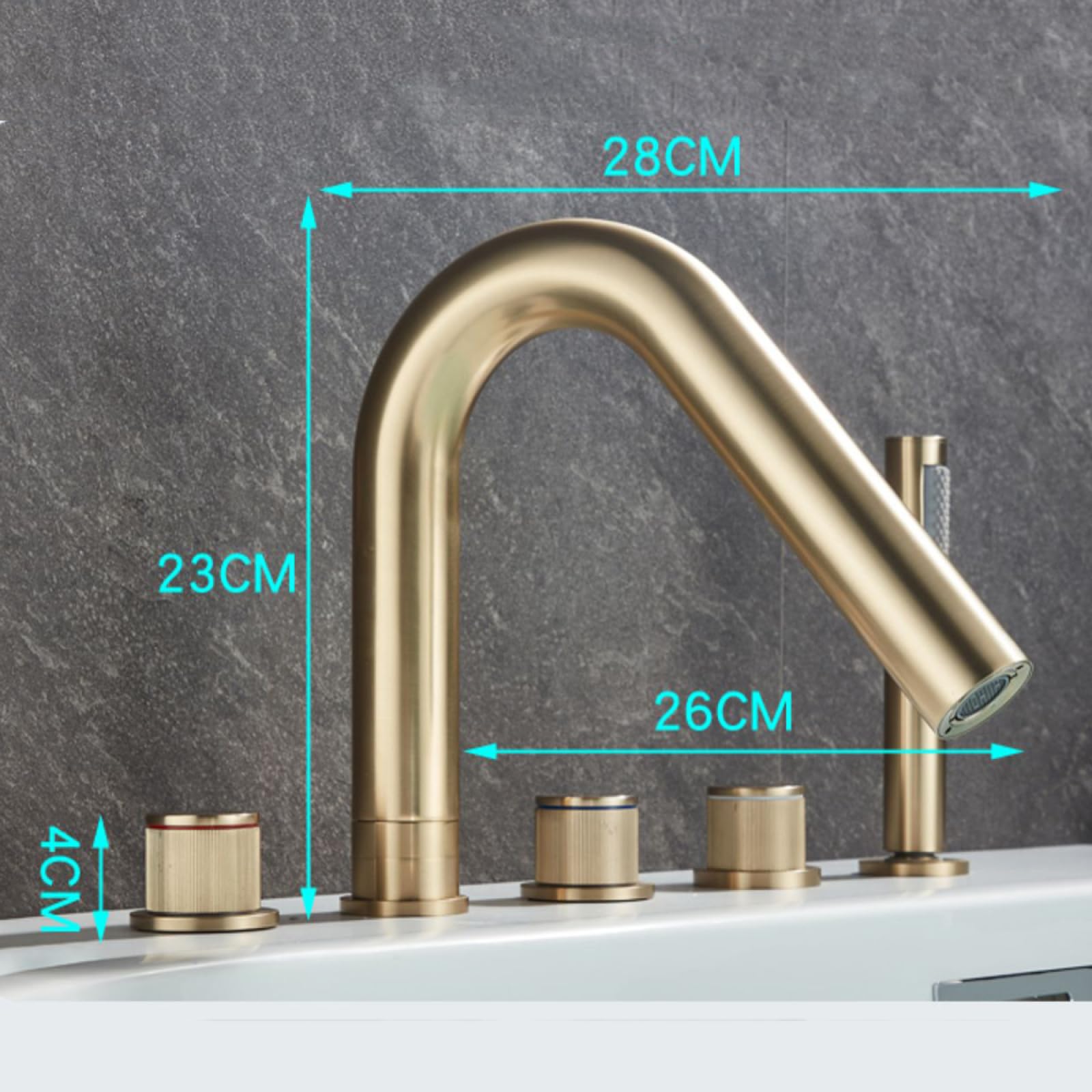 Bath Mixer Taps 5-Hole Bath Taps with Shower Attachment Brass 360° Rotation Bathtub Faucet with Pull Out Sprayer Mixer Tap/Black