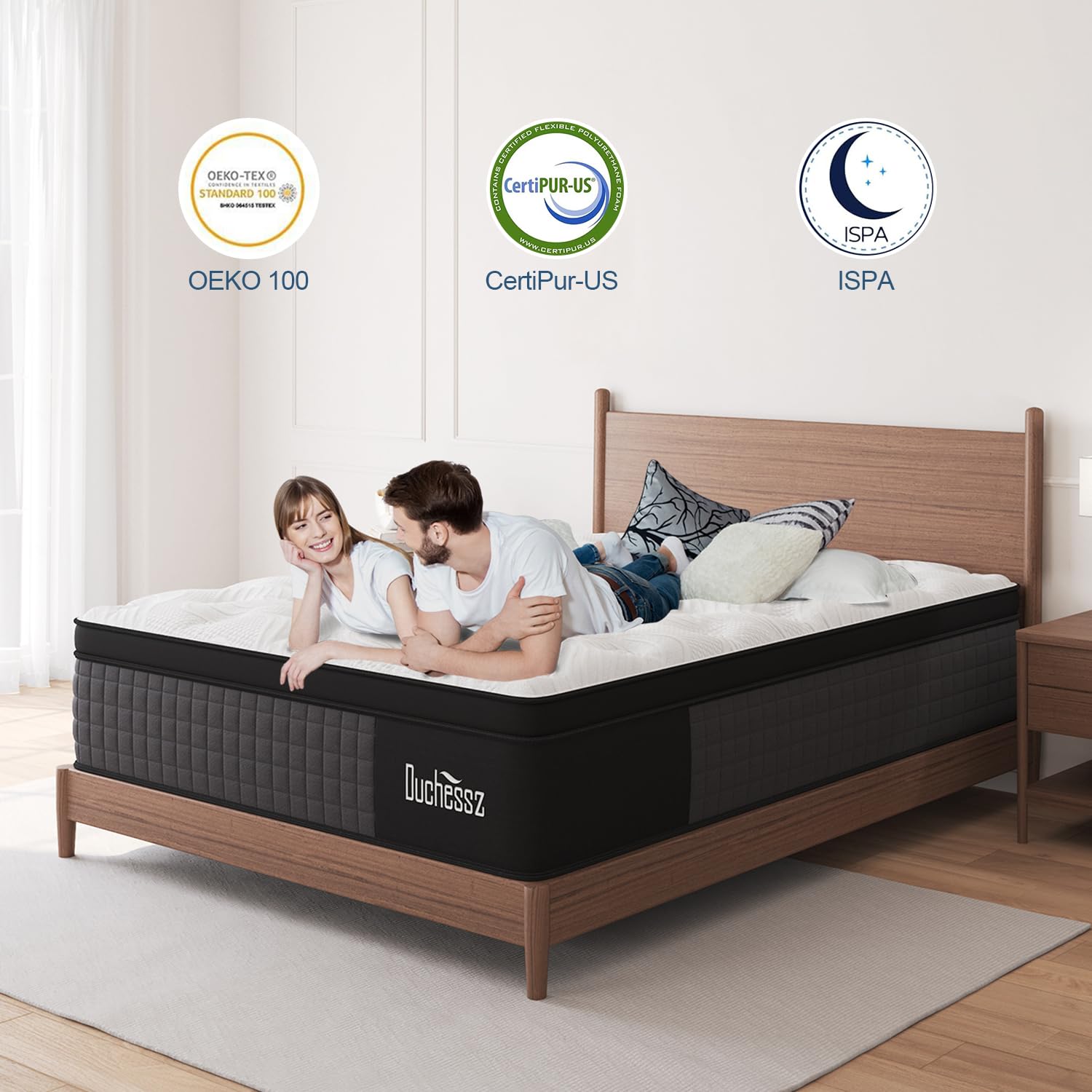 Duchessz Queen Hybrid Mattress,14 Inch Mattress with Gel Memory Foam and Individually Pocket Innerspring Euro Top Mattress Medium Firm for Motion Isolation, Edge Support, 100 Night Trial