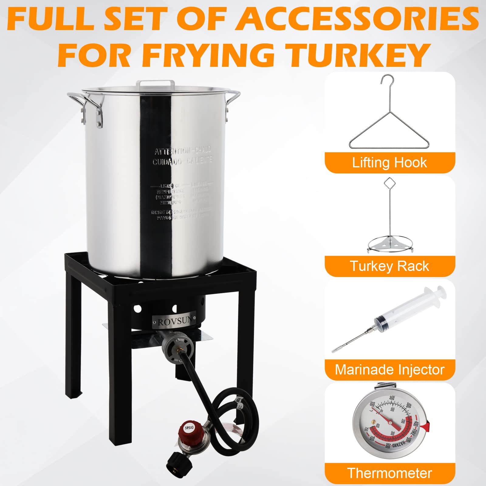 Bonnlo 30QT Outdoor Turkey Fryer & 10QT Fish Fryer with 55000BTU Propane Buner for Outdoor Cooking, Outdoor Deep Fryer w/Aluminum Pot, Basket & Stand Set, Ideal for Turkey Frying & Seafood Boiling