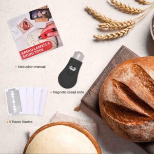 TLPCRKI Bread Lame, Extractable & Magnetic Bread Lame Dough Scoring Tool, Bread Scorer with 5 Razor Blades, Sourdough Scoring Tool for Sourdough Bread baking & Bread Making Tools(Black)