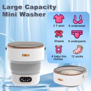 Portable Washing Machine, 15L Mini Foldable Small Washer with Spin Dry 3 Modes Underwear Lavadora Deep Clean for Baby Clothes Socks, Apartment, RV, Camping, Travel Laundry