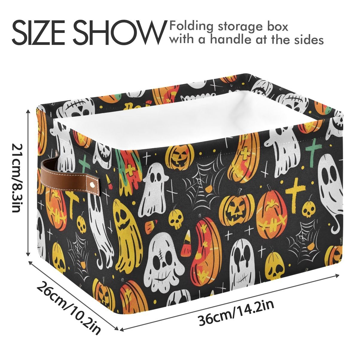 Storage Basket Halloween Background Large Collapsible Storage Baskets Bins with Handles Cube Laundry Organizer for Nursery Home Office Pantry