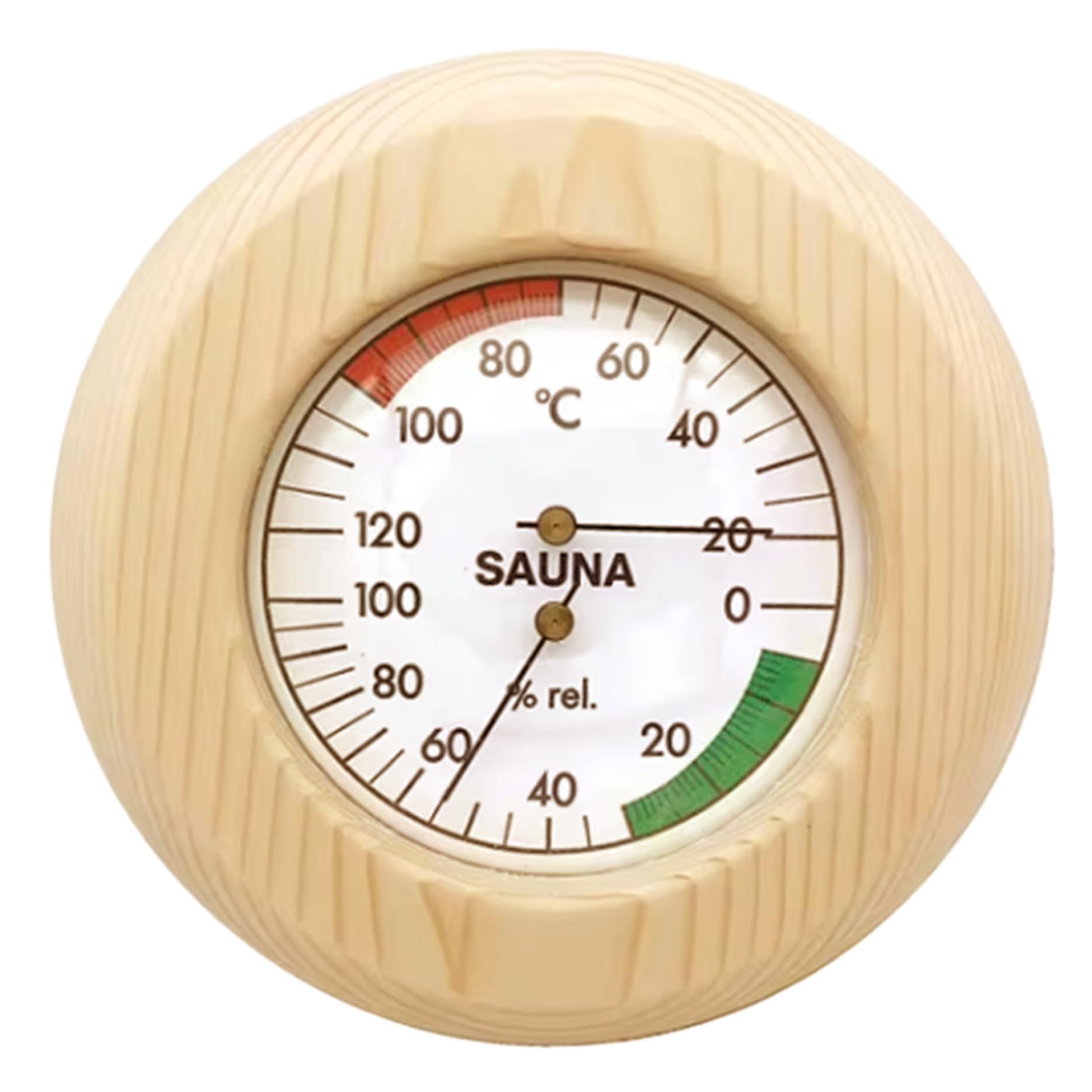 Sauna Thermometer Wood Room Thermometer Indoor, 2-in-1 Thermometer and Hygrometer, Round Indoor Thermometer with Precision Scale Sauna Accessories for Steam Room Sauna Room, Indoor Thermometer