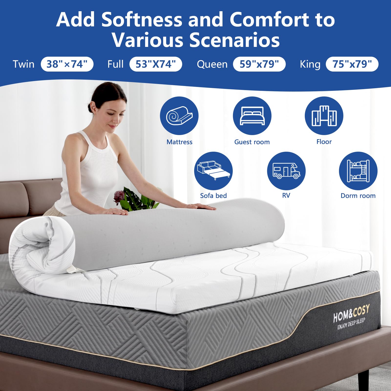 4 Inch Extra Firm Memory Foam Mattress Topper King Size Bed Topper with Ice Silk Cover, Premium Cooling Gel+Bamboo High-Density Mattress Topper, Firm to Extra Firm Mattress Topper for Pain Relief