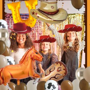 20Pcs Western Cowboy Balloons, 12 Inch Latex Brown Cow Print Balloons Horse Balloons for Cowboy Birthday Party Decorations, Western Cowboy Theme Party Decorations